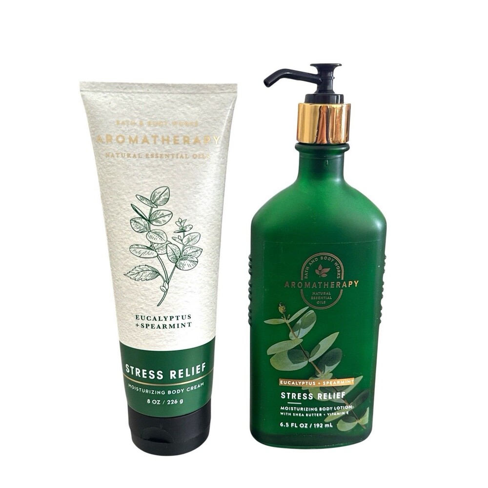 Bath & Body Works Stress Relief Eucalyptus + Spearmint Lotion & Body Cream Set